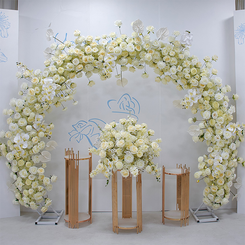 玫瑰花排拱门橱窗展厅布置长排花婚礼背景